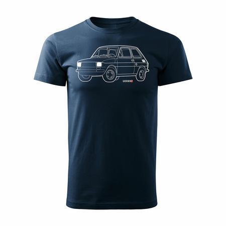 Ausverkauf - Automobil-T-Shirt mit Auto klein Fiat 126p maluch Herren navy blau REGULAR