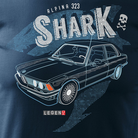 Ausverkauf - BMW 323 Hai Auto T-Shirt Herren navy blau REGULAR