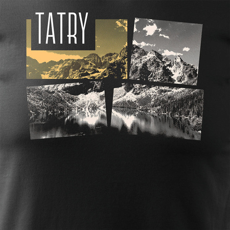T-Shirt mit Berge Wandern Tatra Mountains Morskie Oko Herren Trekking schwarz REGULAR
