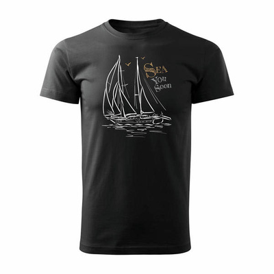 Herren Segelyacht T-Shirt schwarz REGULAR