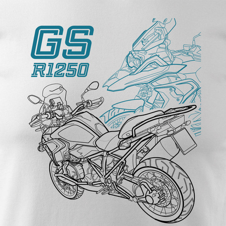 BMW GS 1250 ADVENTURE Herren Motorrad Motorrad-T-Shirt weiß REGULAR