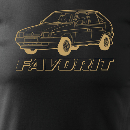 T-Shirt mit Auto Skoda Favorit PRL Legende Herren Schwarz REGULAR
