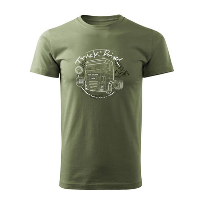 T-Shirt mit DAF-LKW Geschenk für TIR TIR Fahrer Herren khaki REGULAR