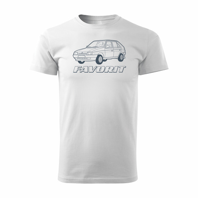 T-Shirt mit Auto Skoda Favorit PRL Legende Herren Weiss REGULAR