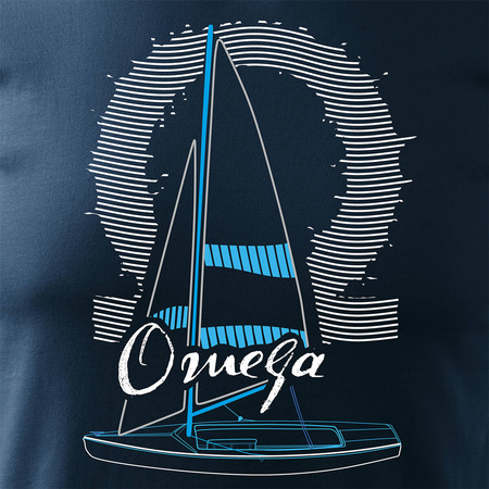 Segeln T-Shirt für Segler mit Yacht Segeln Yacht Omega Herren navy blau REGULAR