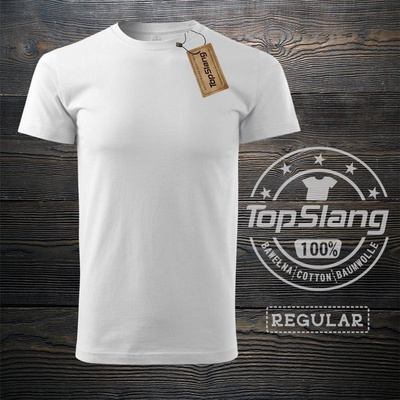 Topslang Herren weißes Baumwoll-T-Shirt für P.E. Herren weißes REGULAR-T-Shirt