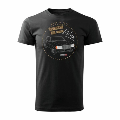 Verkauf - Mercedes Mercedes Barrel E W123 Herren Automobil-T-Shirt schwarz REGULAR