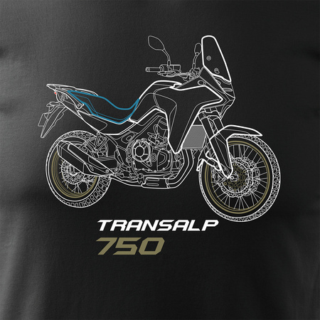 Honda Transalp 750 Herren Szwarz Motorrad Motorrad-T-Shirt