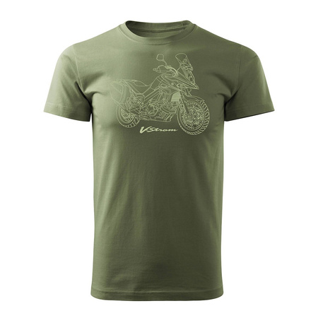 Ausverkauf - Suzuki V-Strom Vstrom DL 650 XT Herren khaki REGULAR Motorrad-T-Shirt