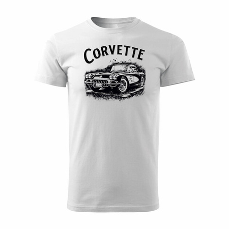 Chevrolet Corvette Auto T-Shirt für amerikanische Autoliebhaber Sammlerstück Herren weiß REGULAR