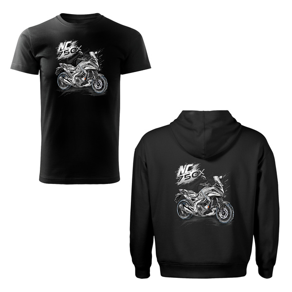 Set aus Kapuzenpullover und T-Shirt mit Honda NC 750 X Motorrad, Herren, schwarz