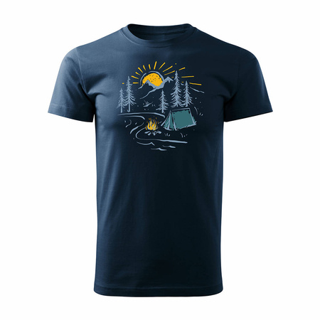 T-Shirt mit Berge in den Bergen Camping-Zelt Tatra Outdoor-Trekking Herren marineblau REGULAR