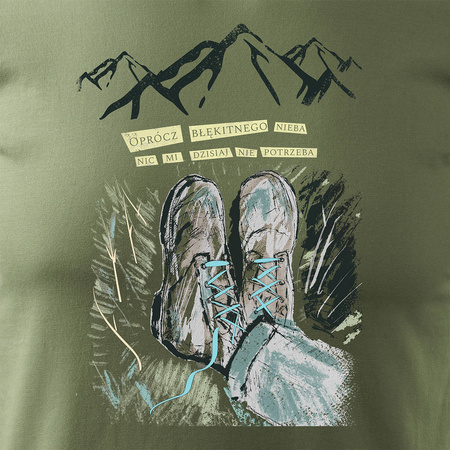 Outdoor-T-Shirt in den Bergen für Wanderer Zelt Tatra mit Stiefeln Bergstiefel Herren khaki REGULAR