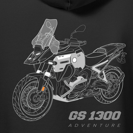 Set aus Kapuzenpullover und T-Shirt mit BMW GS 1300 Adventure Motorrad, Herren, schwarz