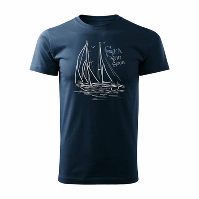 Marineblaues REGULAR Matrosen-T-Shirt für Herren mit Segelboot