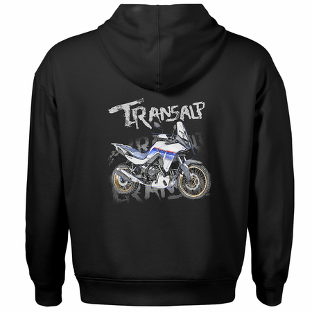 Set aus Kapuzenpullover und T-Shirt mit Honda Transalp 750 XL Motorrad, Herren, schwarz