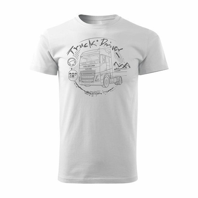 T-Shirt mit Volvo LKW Geschenk für LKW-Fahrer TIR Herren weiß REGULAR