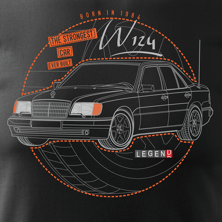 Automobil-T-Shirt mit Auto Mercedes E W124 Herren schwarz REGULAR