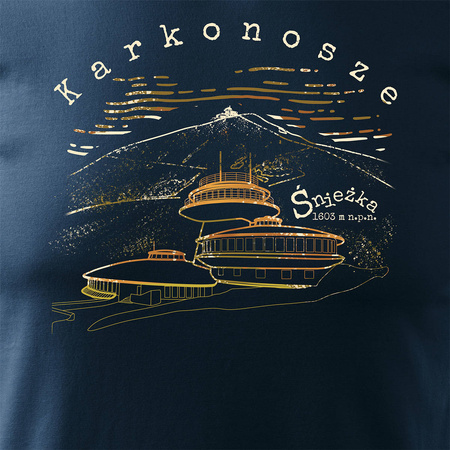 T-Shirt mit Bergen Karkonosze Śnieżka Sudety trekking Herren marineblau REGULAR