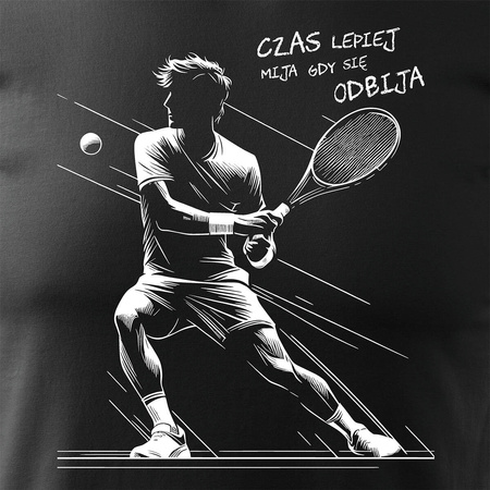 Ausverkauf - Herren Tennishemd mit Tennisschläger Tennisspieler schwarz REGULAR