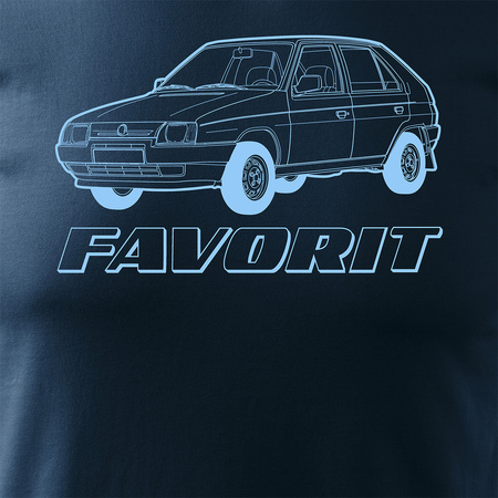 T-Shirt mit Auto Skoda Favorit PRL Legende Herren navy blau REGULAR
