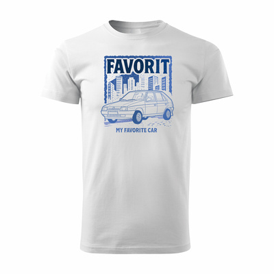 T-Shirt mit Auto Skoda Favorit PRL Legende Herren Weiss REGULAR