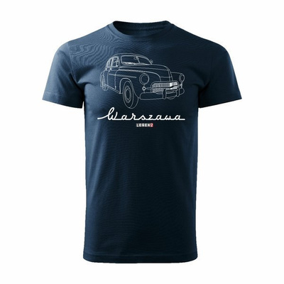 T-Shirt mit Auto Warschau Herren navy blau REGULAR