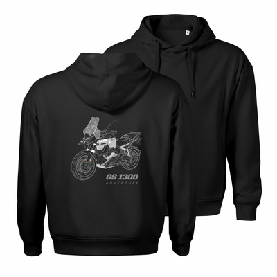 BMW GS 1300 Adventure Herren-Motorrad-Sweatshirt mit Kapuze schwarz