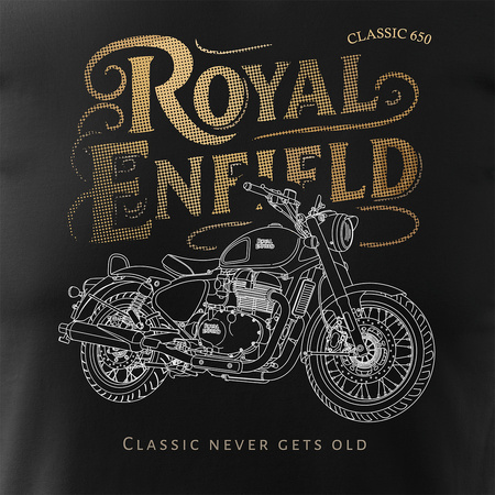 Ausverkauf - Royal Enfield Classic 650 Legend Herren Schwarz Motorrad Motorrad-T-Shirt