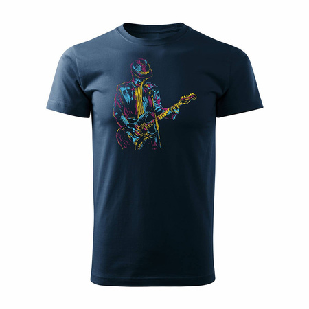 Rock-Rock-Jazz-T-Shirt mit Gitarre für Gitarristen Männer marineblau REGULAR