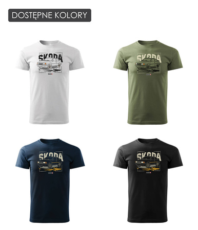 T-shirt mit Auto Skoda 120 125 130 PRL Legende Herren blau REGULAR