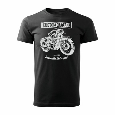 Cafe Racer Herren Motorrad Motorrad-T-Shirt schwarz REGULAR