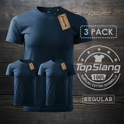 Topslang Herren navy blau weißes T-Shirt für P.E. 3 PACK Herren navy blau REGULAR T-Shirt