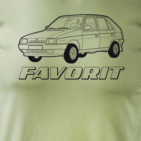 T-Shirt mit Auto Skoda Favorit PRL Legende Herren Khaki REGULAR