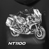 Set aus Kapuzenpullover und T-Shirt mit Honda NT 1100 Motorrad, Herren, schwarz