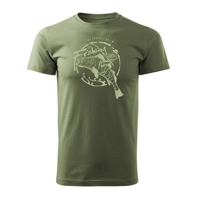 Herren Angeln Karpfen Fischen T-Shirt khaki REGULAR