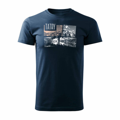 T-Shirt mit Berge wandern Tatra Gebirge Morskie Oko Herren Trekking navy blau REGULAR