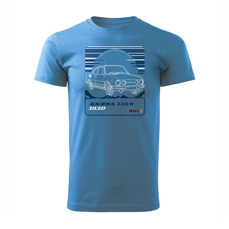 Ausverkauf - T-shirt mit Auto Skoda 110 R PRL Legende Herren blau REGULAR