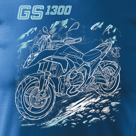 Ausverkauf - Motorrad-T-Shirt mit Motorrad BMW GS R 1300 ADVENTURE Sammler-Motorrad Herren blau REGULAR