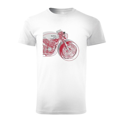 Cafe Racer Herren Motorrad Motorrad-T-Shirt weiß REGULAR