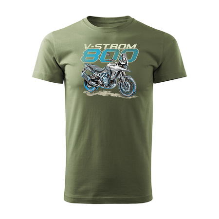 Suzuki V-Strom Vstrom 800 Herren Khaki Motorrad-T-Shirt REGULAR