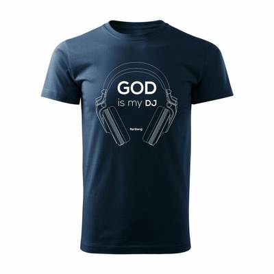 T-Shirt mit Kopfhörer für DJ Gott ist mein DJ Herren navy blau REGULAR