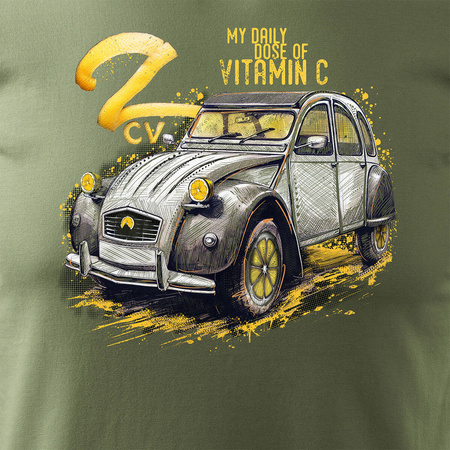 Citroen 2CV 2 CV Charleston Auto T-Shirt für amerikanische Autoliebhaber Herren Sammlerstück khaki REGULAR