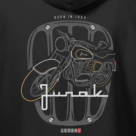 Junak M10 Herren-Motorrad-Sweatshirt mit Kapuze schwarz