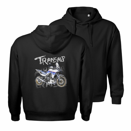 Set aus Kapuzenpullover und T-Shirt mit Honda Transalp 750 XL Motorrad, Herren, schwarz