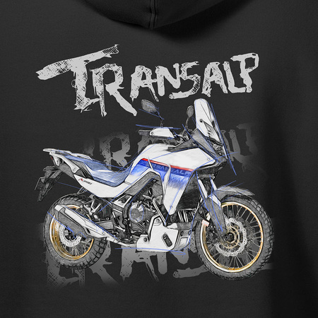 Set aus Kapuzenpullover und T-Shirt mit Honda Transalp 750 XL Motorrad, Herren, schwarz