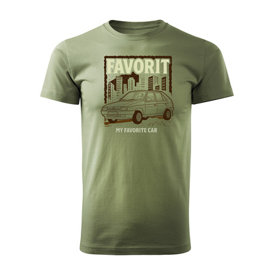 T-Shirt mit Auto Skoda Favorit PRL Legende Herren Khaki REGULAR
