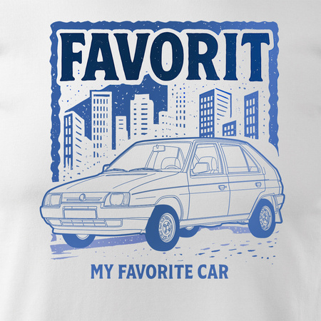 T-Shirt mit Auto Skoda Favorit PRL Legende Herren Weiss REGULAR