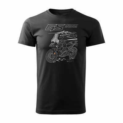 Ausverkauf - Motorrad-T-Shirt mit Motorrad BMW GS R 1300 ADVENTURE Herren schwarz REGULAR